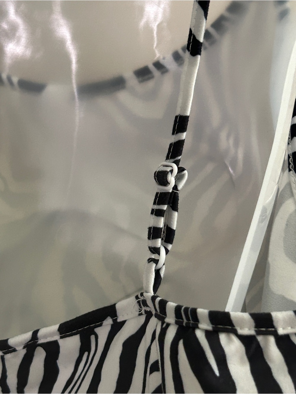Zebra Print Spaghetti Strap Tank Top - Black & White - Picture 7 of 9